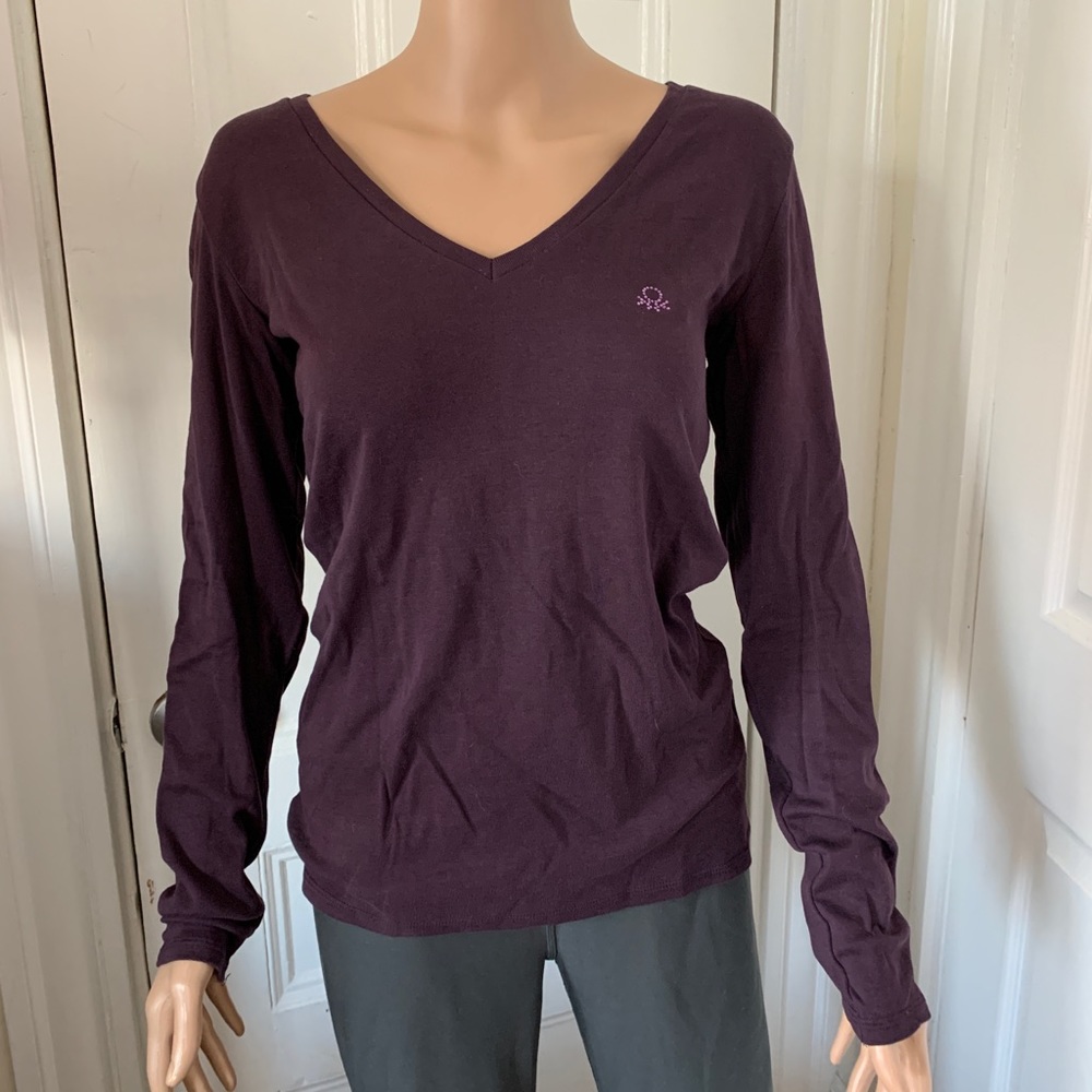 Once-Worn Benetton Eggplant Long Sleeve Tee Large